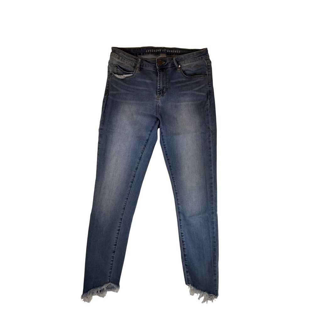 Articles of Society Women's Blue Wash High Rise Frayed Hem Skinny Jeans Size 29